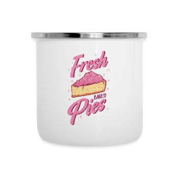 Gâteaux fraîchement sortis du four pour les boulangers ou les amateurs de pâtisserie - Tasse émaillée - blanc - Devant