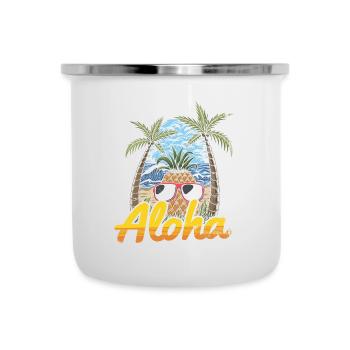 Aloha Pineapple And Pine Tree Design For The Beach - Camper Mug - white - Front