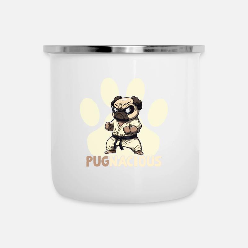 Jeu de mots pour chiot carlin - Tasse émaillée - blanc