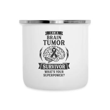 Je suis un survivant d’une tumeur cérébrale - Tasse émaillée - blanc - Devant