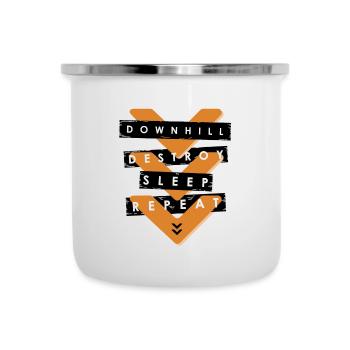 Downhill, Destroy, sleep, repeat - Emaille-Tasse - Weiß - Vorne