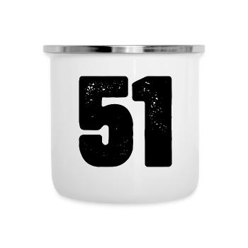 51 Zahl Trikot - Emaille-Tasse - Weiß - Vorne