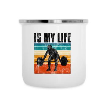 Bodybuilding is my life Bodybuilder GYM weight training - Camper Mug - white - Front