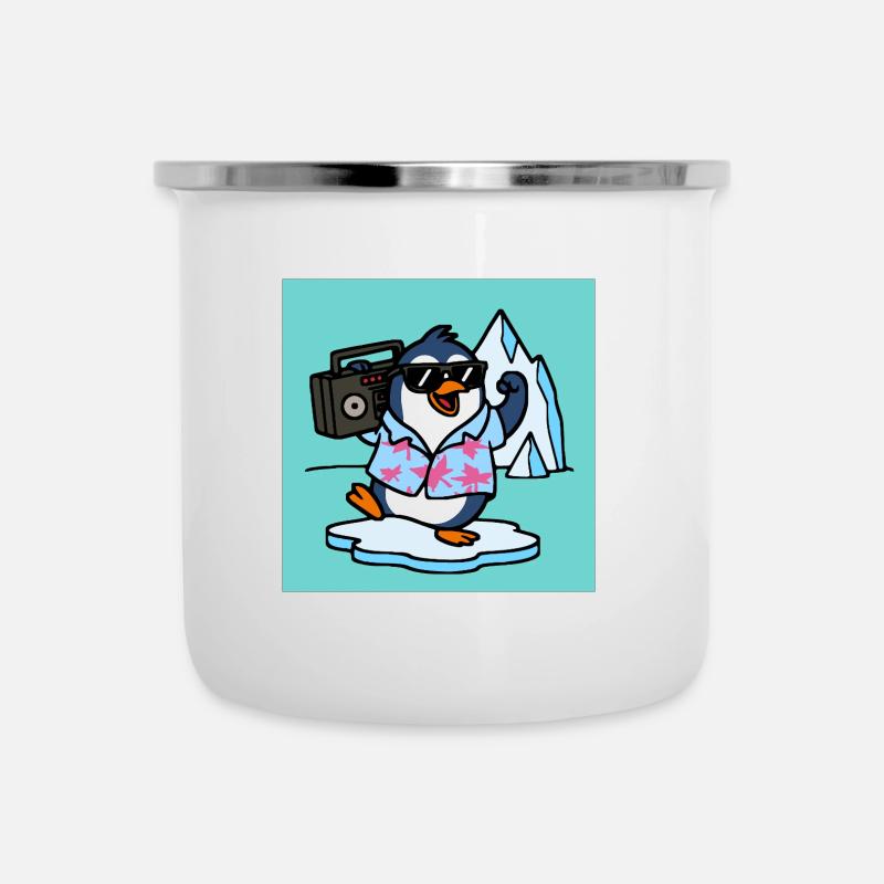 Pingouin avec jukebox Drôles d’animaux - Tasse émaillée - blanc