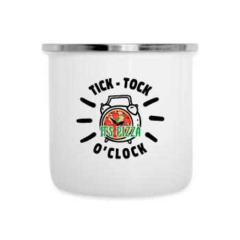 Tick Tock It's Pizza O' Clock Pizza Lover Italian - Emaille-Tasse - Weiß - Vorne