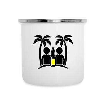 Boire à la fête sur la plage de l’île - Tasse émaillée - blanc - Devant