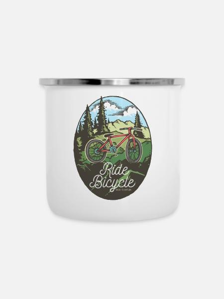 Fahrrad fahren. Zurück zur Natur. - Emaille-Tasse - Weiß