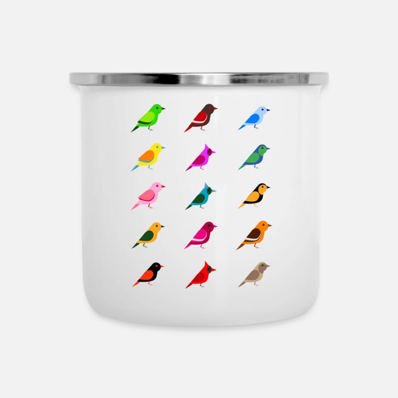 Oiseaux oiseaux design coloré oiseaux espèces oiseau cadeau - Tasse émaillée - blanc