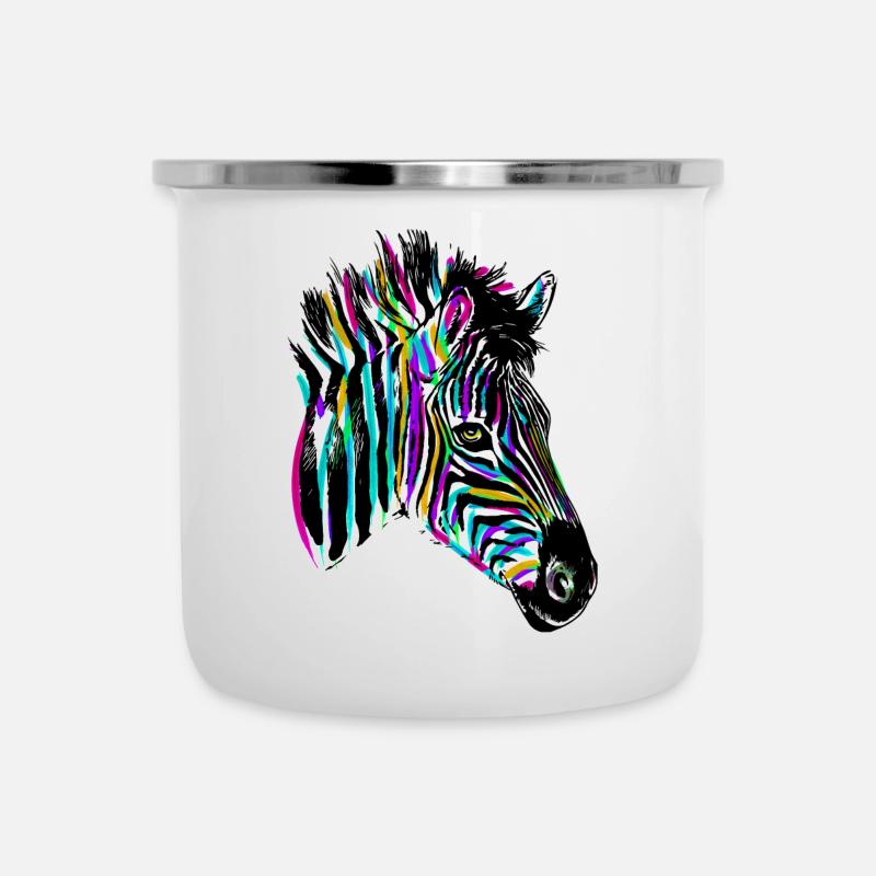 Colorful Zebra - Colored Zebra - Camper Mug - white
