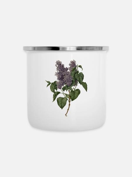 Flieder – lilac - Emaille-Tasse - Weiß