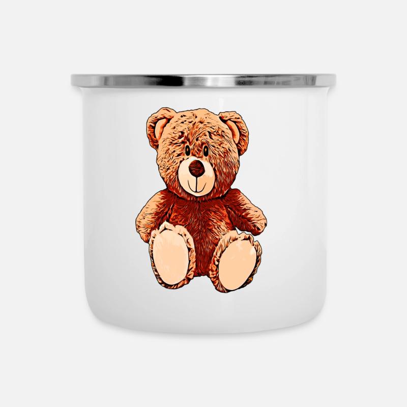 Teddybär braun - Emaille-Tasse - Weiß