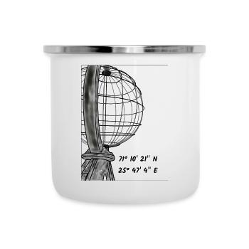 Die Weltkugel am Nordkap - Emaille-Tasse - Weiß - Vorne