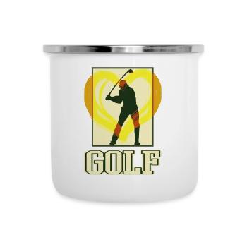Golf Golfen Golfspieler Sport Hobby Vintage Herz - Emaille-Tasse - Weiß - Vorne