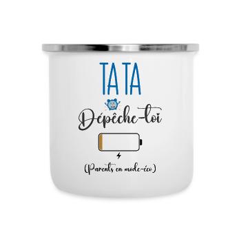 Tata dépêche-toi ! Parents en mode-éco - Tasse émaillée - blanc - Devant