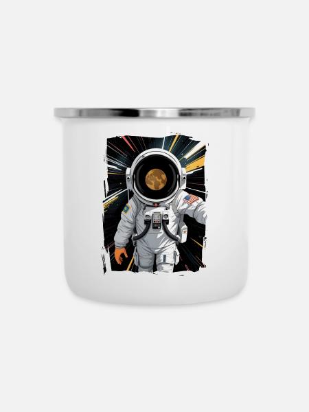 Astronaut Selfie - Emaille-Tasse - Weiß