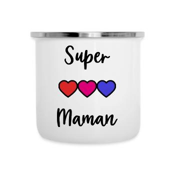 SUPER MAMA - Emaille-Tasse - Weiß - Vorne