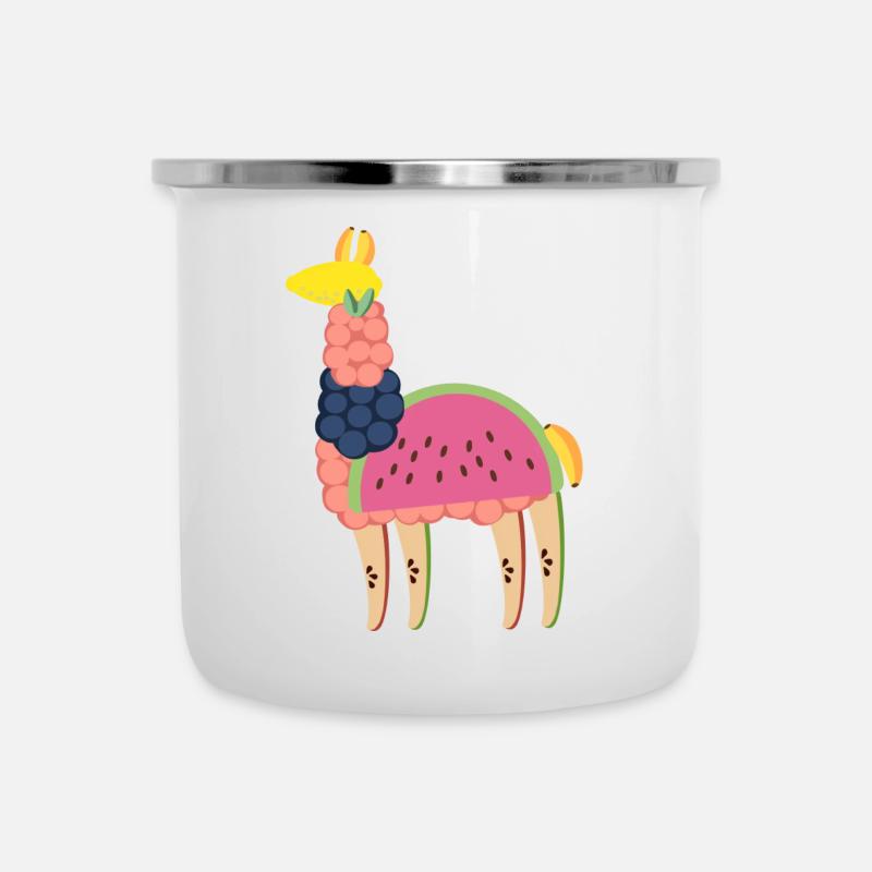 Lama fruité Bonne Humeur - Tasse émaillée - blanc