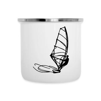 Croquis de planche à voile - Tasse émaillée - blanc - Devant