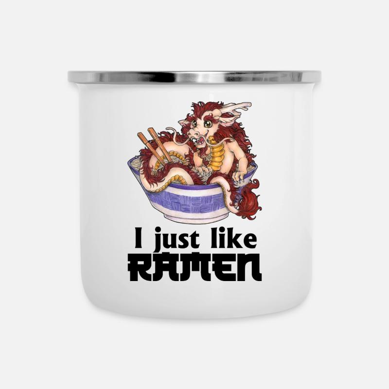 Witziger Ramen Nudel Drache Essen Japan Geschenk - Emaille-Tasse - Weiß