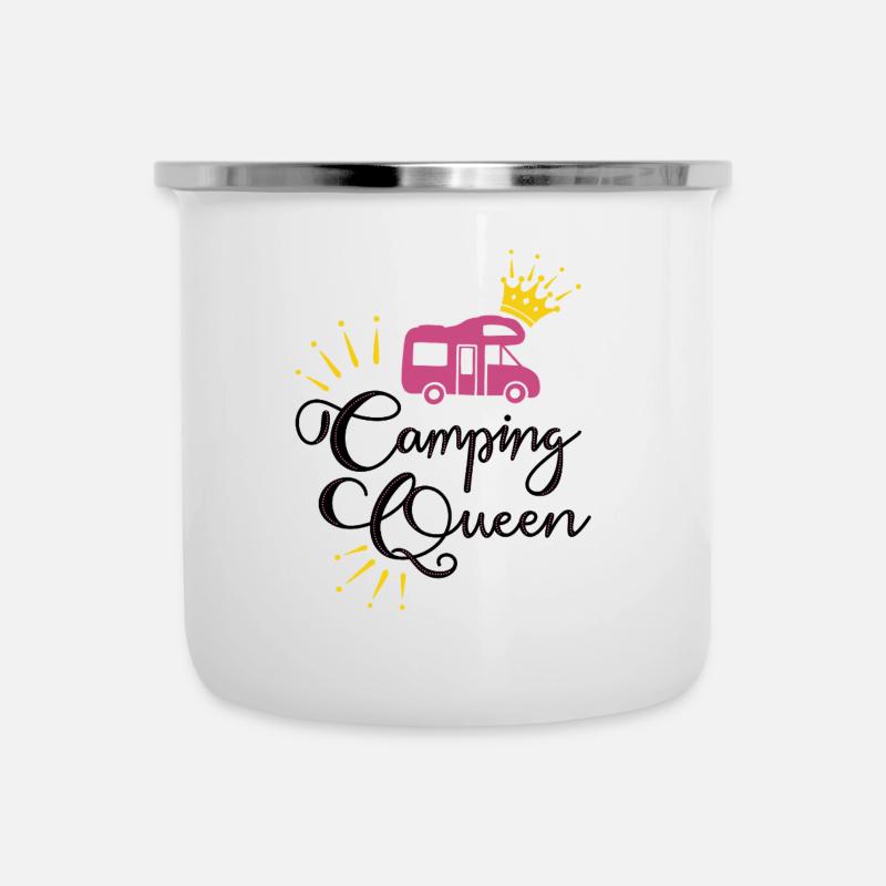 Camping Queen Camping-car - Tasse émaillée - blanc