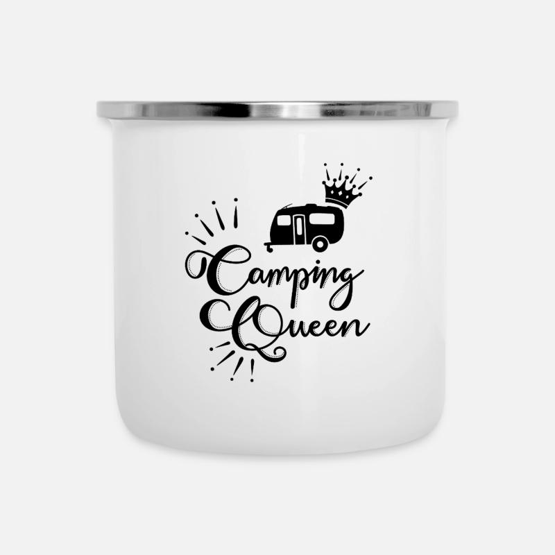 Camping Queen Wohnwagen - Emaille-Tasse - Weiß