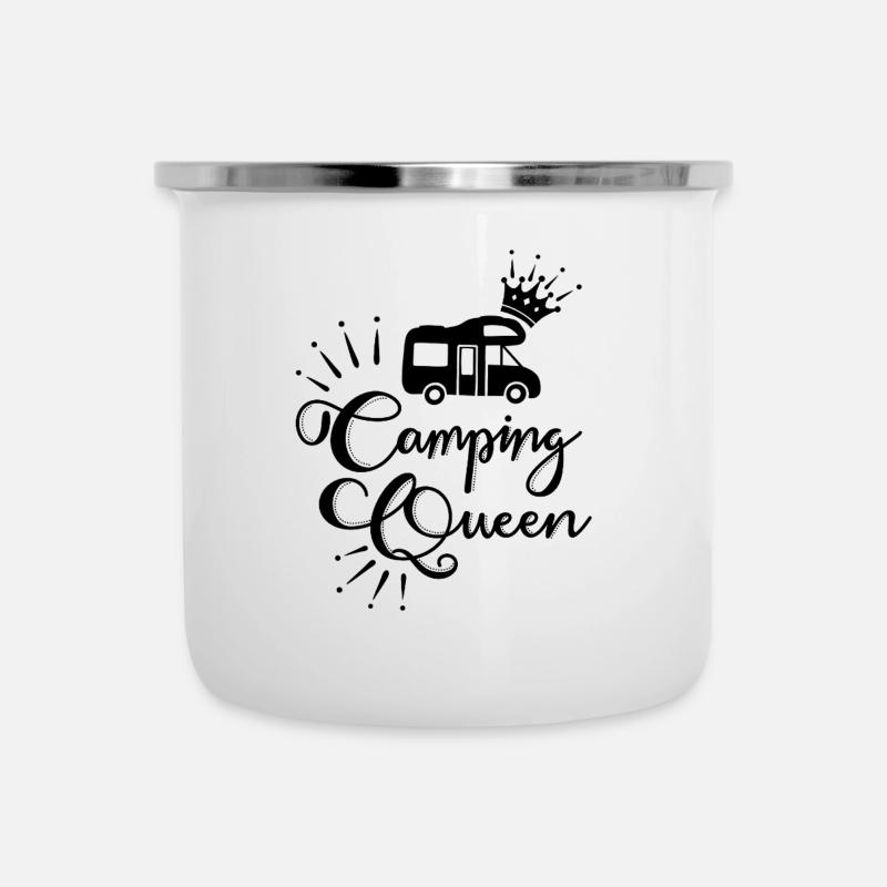 Camping-car noir - Tasse émaillée - blanc
