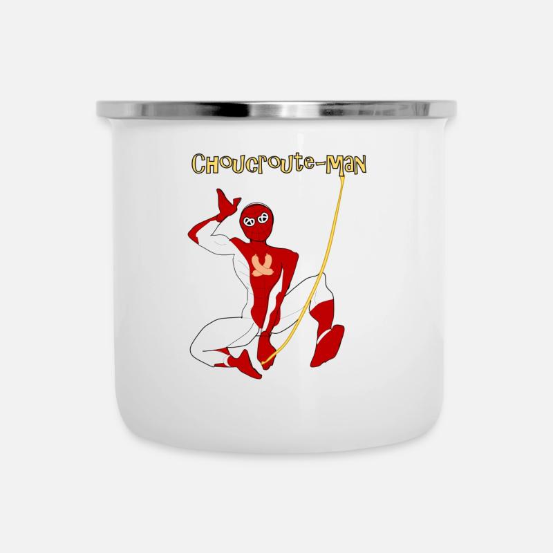 Elsässer Sauerkrautmann - Emaille-Tasse - Weiß