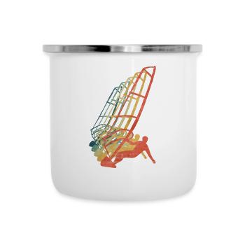 Surfer Windsurfen Retro Vintage Farbe - Emaille-Tasse - Weiß - Vorne
