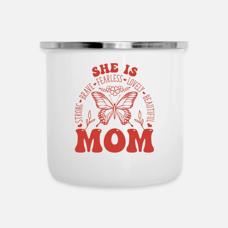 She Is Mom - Camper Mug - white