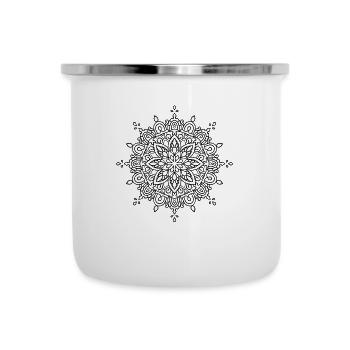 Blumen Mandala - Emaille-Tasse - Weiß - Vorne