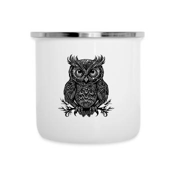 Vintage owl with big eyes - Camper Mug - white - Front