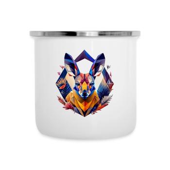 Geometrische Fauna, Känguru, Geo Wild - Emaille-Tasse - Weiß - Vorne