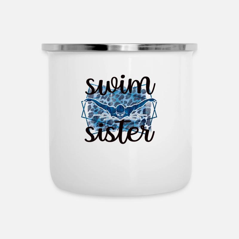 Meilleure sœur nageuse natation Sœur Nageuse - Tasse émaillée - blanc