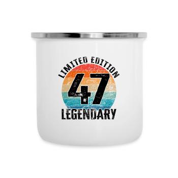 Happy Birthday - 47. Geburtstag - Emaille-Tasse - Weiß - Vorne