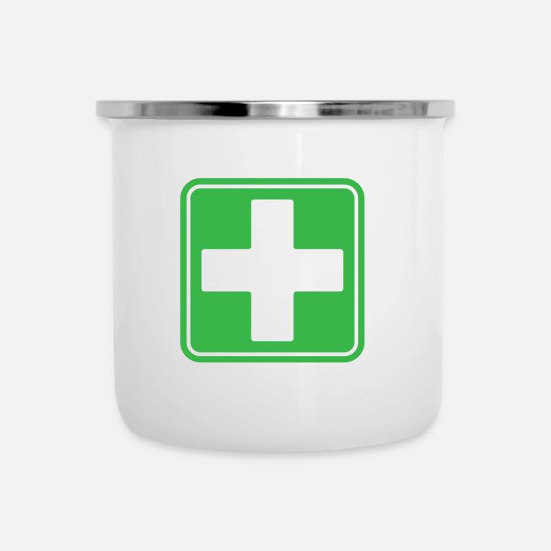 Symbole de premiers secours - Tasse émaillée - blanc