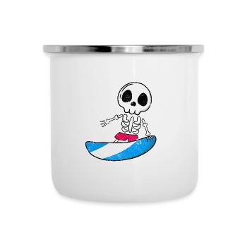 SKELETON SKULL SURFER SURF SURFING SURF MOTIF - Tasse émaillée - blanc - Devant