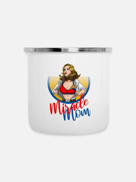 Miracle Mom - Emaille-Tasse - Weiß