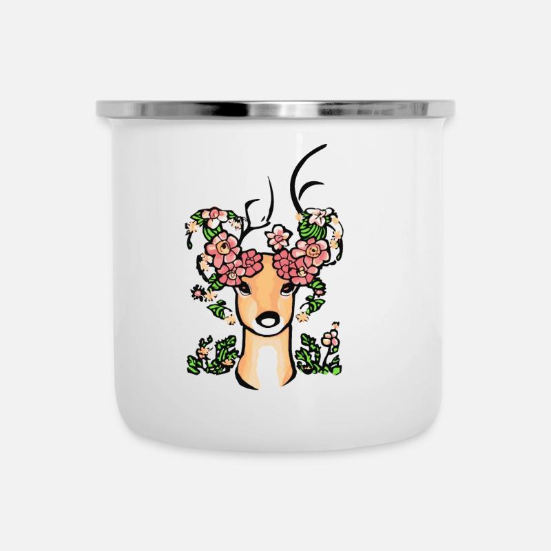 Élégance sauvage : Fleur, roi de la forêt. - Tasse émaillée - blanc