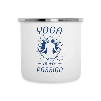 YOGA, Spruch für Yogis, Yoga Geschenk - Emaille-Tasse - Weiß - Vorne