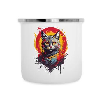 Coole Katze - Emaille-Tasse - Weiß - Vorne