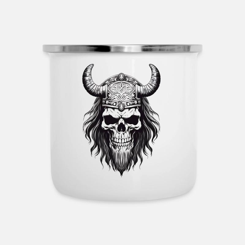 Crâne mystique de Draugr Viking - Tasse émaillée - blanc