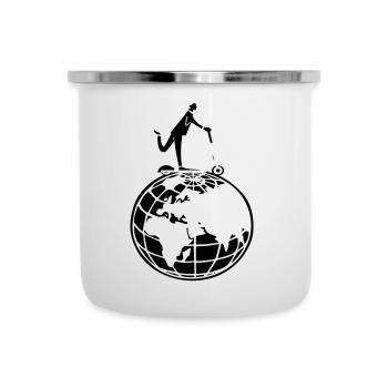 Globe Scooter Zeichnung Reise - Emaille-Tasse - Weiß - Vorne