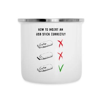 Comment insérer correctement une clé USB - Tasse émaillée - blanc - Devant