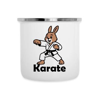 Karate Hase - Emaille-Tasse - Weiß - Vorne