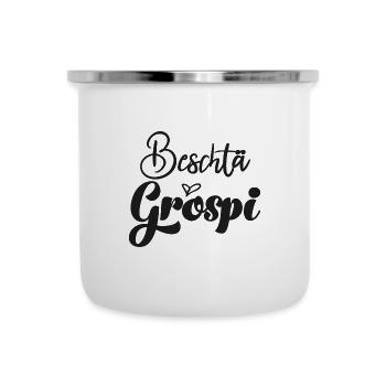 Beschtä Grospi Opi Schweiz Opa Schweizerdeutsch - Emaille-Tasse - Weiß - Vorne