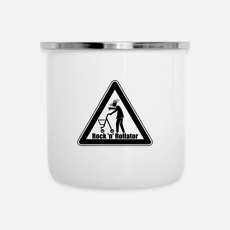 Rock´n´Rollator - Emaille-Tasse - Weiß