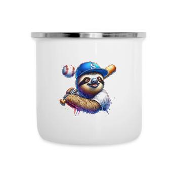Conception de joueur paresseux de baseball drôle - Tasse émaillée - blanc - Devant