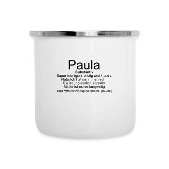 Name Definition Paula - Emaille-Tasse - Weiß - Vorne