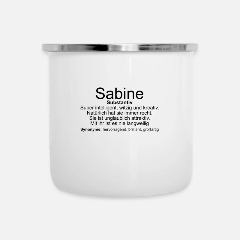 Name Definition Sabine - Emaille-Tasse - Weiß