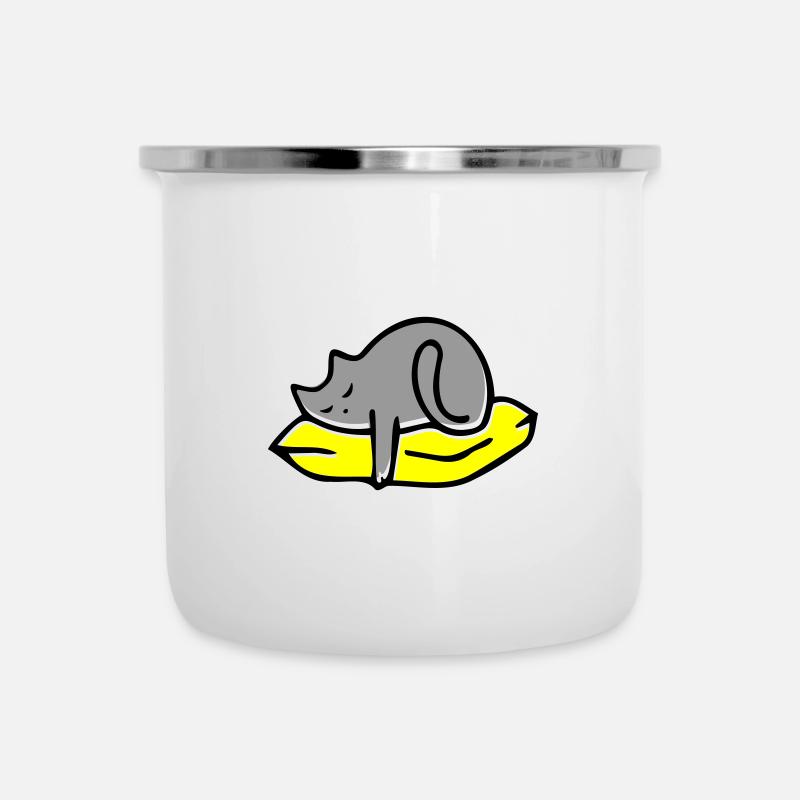 sleepy cat - Camper Mug - white